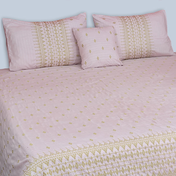 RHS 5 pcs Embroidered Bedsheet Set (Pink)