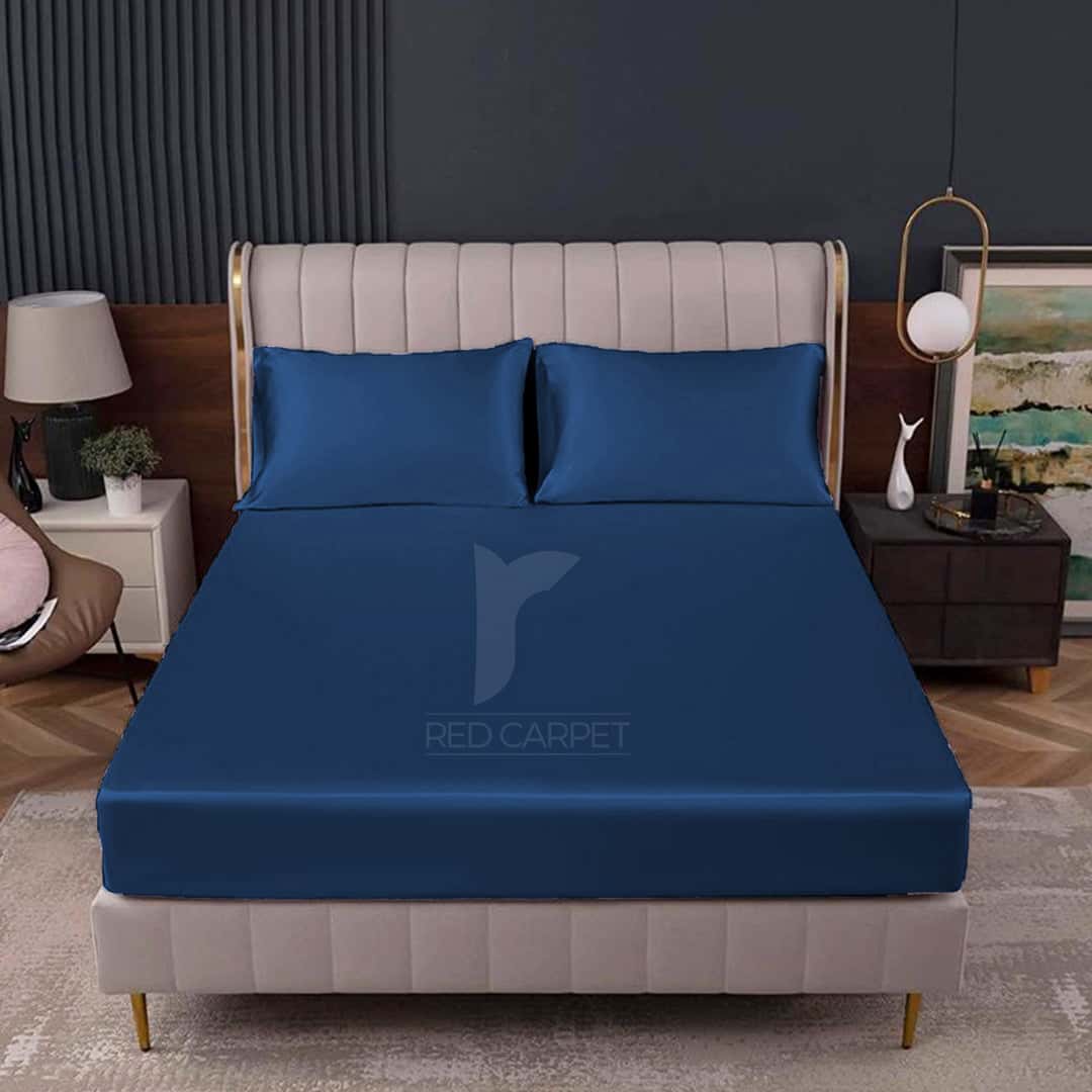 MIDNIGHT BLUE SILK BED SHEET Secondary image