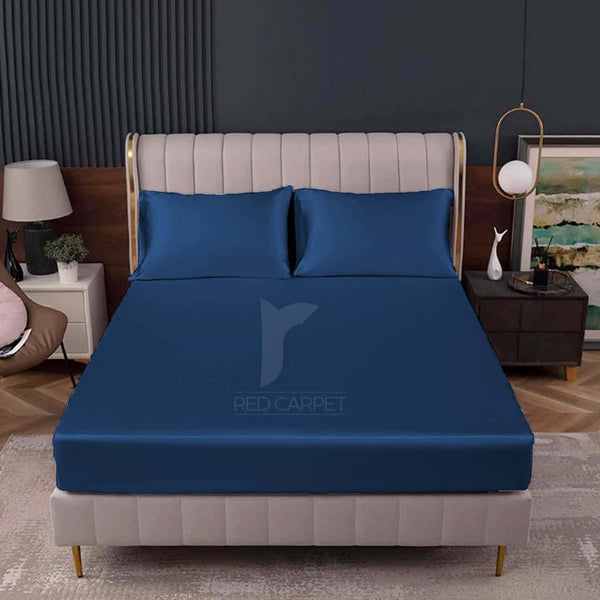 MIDNIGHT BLUE SILK BED SHEET