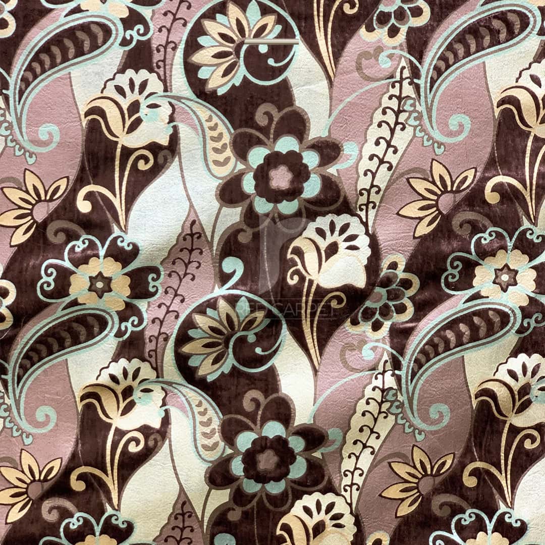 Printed velvet curtains panel (chocolate) Secondary image