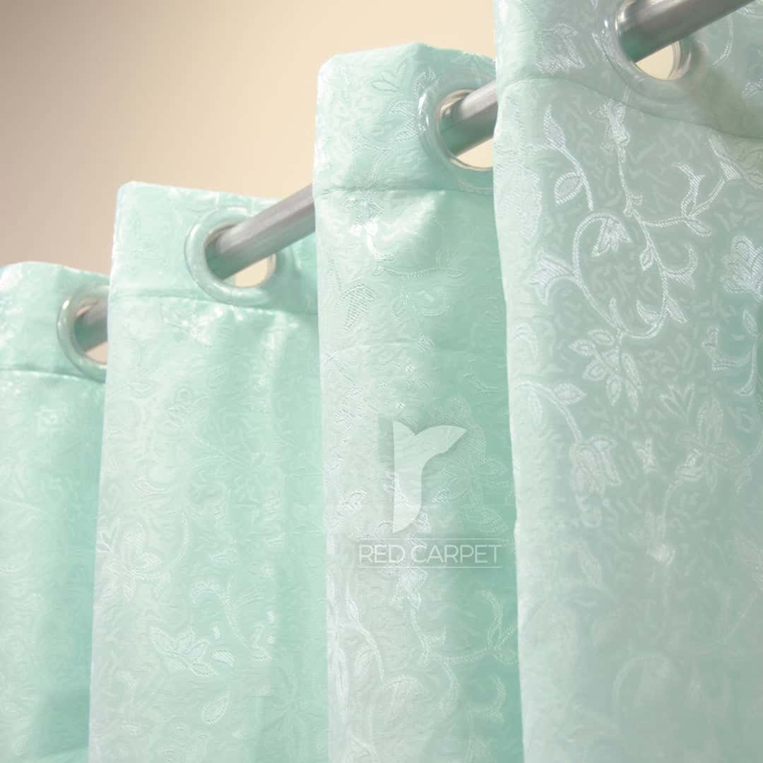 Self jacquard curtains panel (Aqua) Secondary image