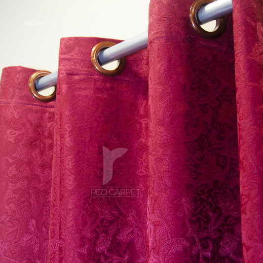 Self jacquard curtains panel (Maroon)