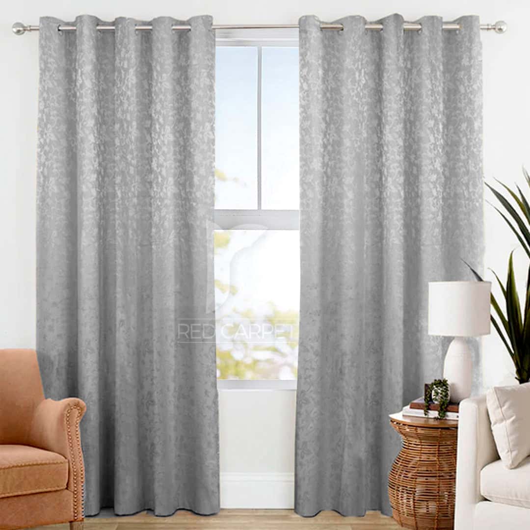 Self jacquard curtains panel (Grey) Main image
