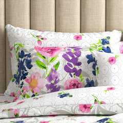 White Floral Sateen Quilt Cover Set - 5789