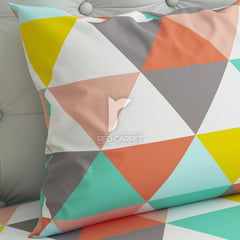 Multi Colored Triangle Sateen Bed Sheet Set - 6950