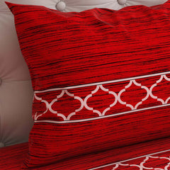 Red Leaf Design Sateen Bed Sheet Set - 6959