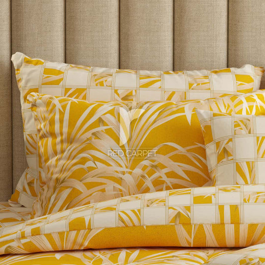 Yellow Leaf Sateen Quilt Cover Set - 6963