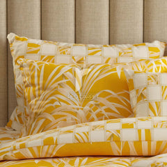 Yellow Leaf Sateen Quilt Cover Set - 6963