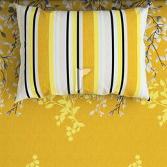 Sateen Yellow Leaf Design Bed Sheet Set - 6999