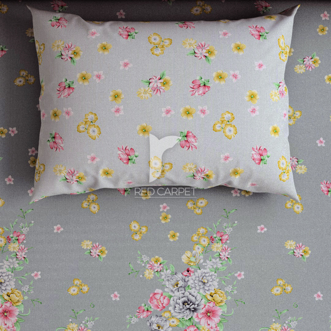 Xara Grey Flower Bed Sheet Set - 7054-7055