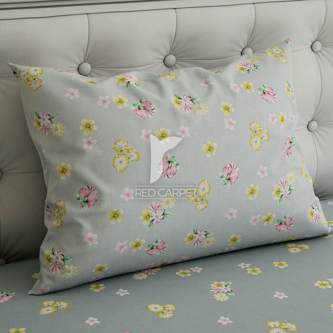 Xara Grey Flower Bed Sheet Set - 7054-7055