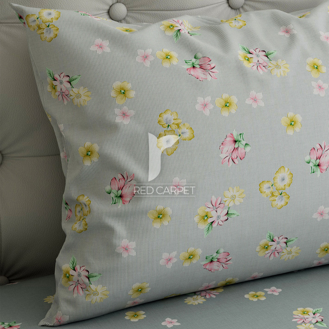 Xara Grey Flower Bed Sheet Set - 7054-7055