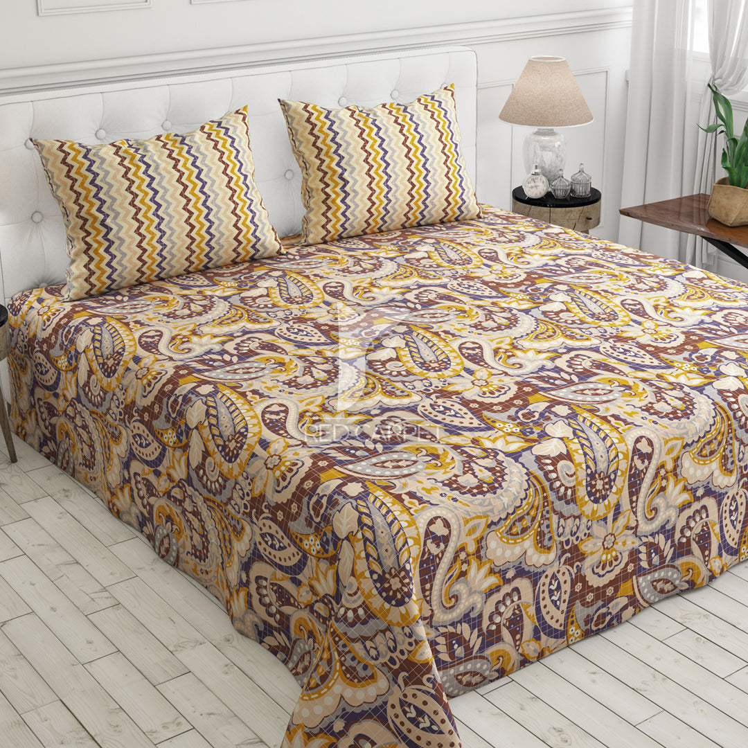 Xara Fawn Floral & Mosaic Print Bed Sheet Set - 7063-7064