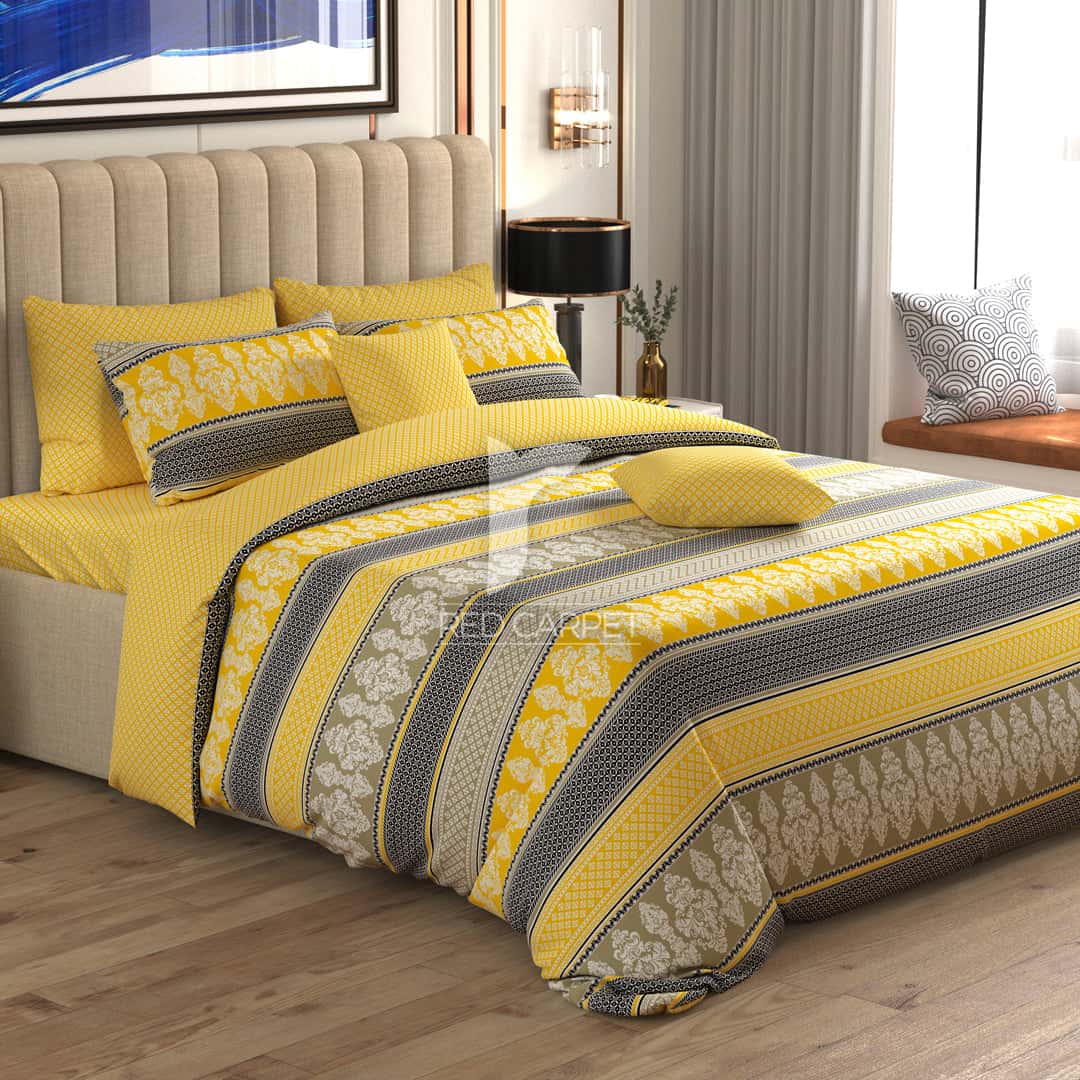 Xara 8 pcs king reversible quilt cover set bedsheet 7076