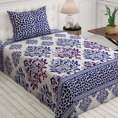 Xara Ink Blue Grey Floral Bed Sheet Set - 7090-7091