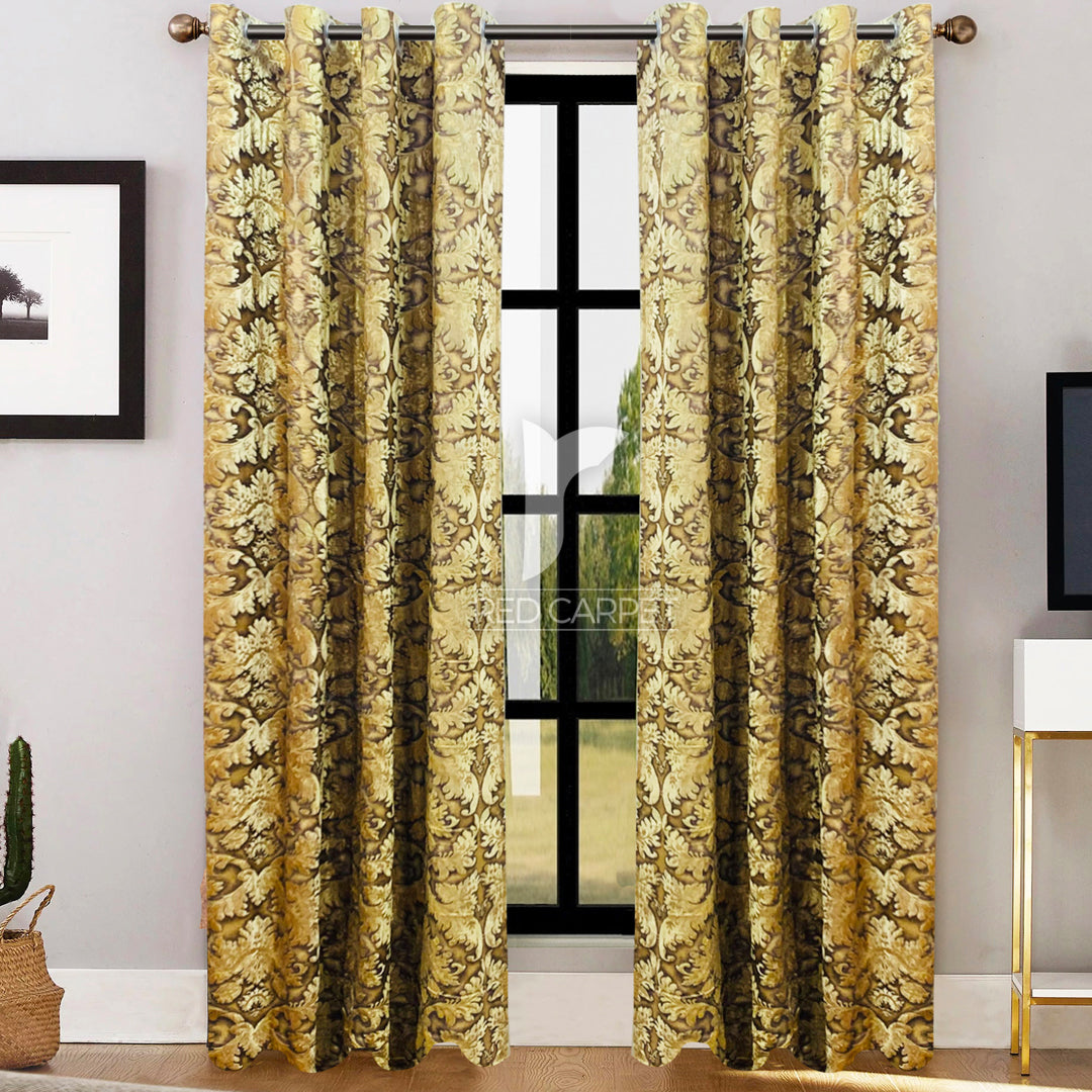 Printed velvet curtains panel (brown)