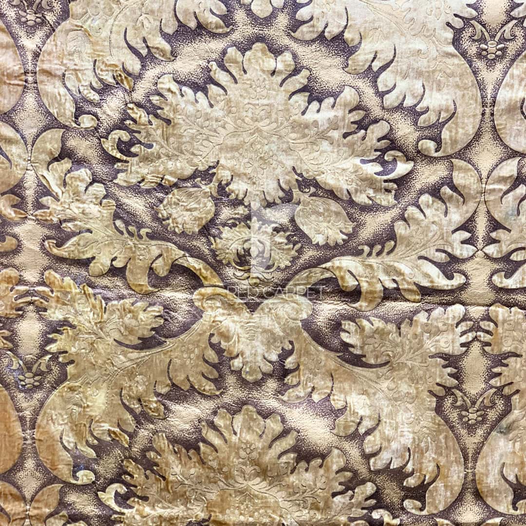 Printed velvet curtains panel (brown) Secondary image