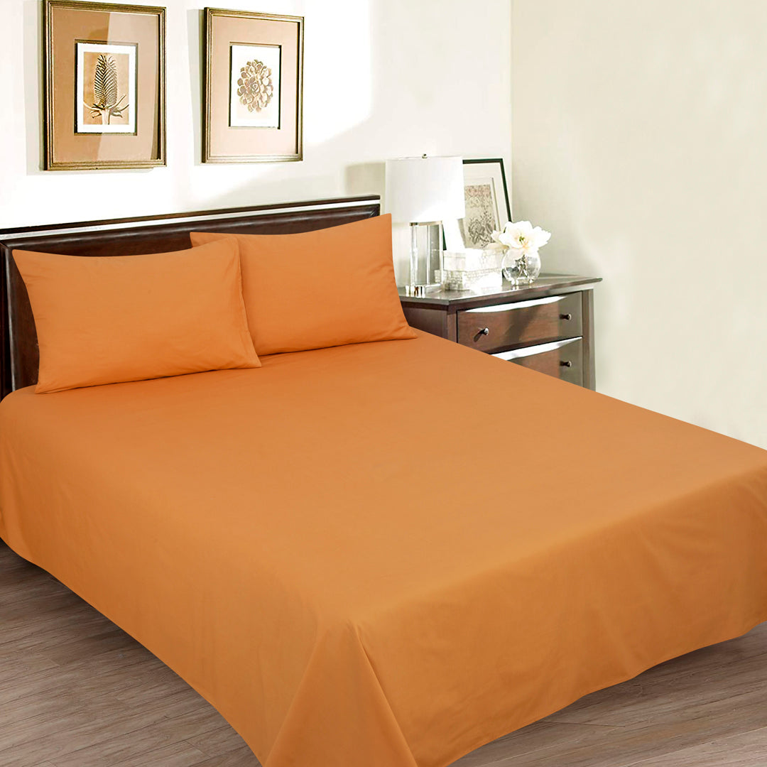 Luxury Cotton Percale Dyed bedsheet (Carrot)