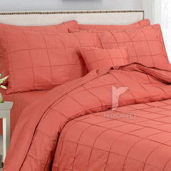 RHS Rust Orange Raised Square Grid Quilt Cover Set