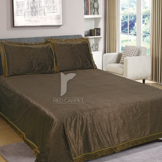 Fancy self viscose bedsheet set (Chocolate Brown)