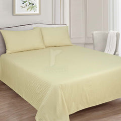 Light Beige Stripe Cotton Satin Bed Sheet