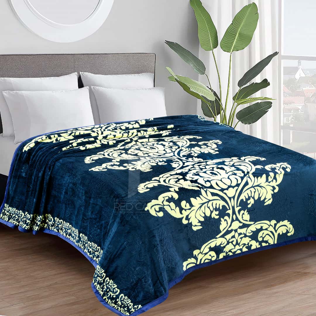 Lazer Cut Embossed Blanket (Royal Blue)