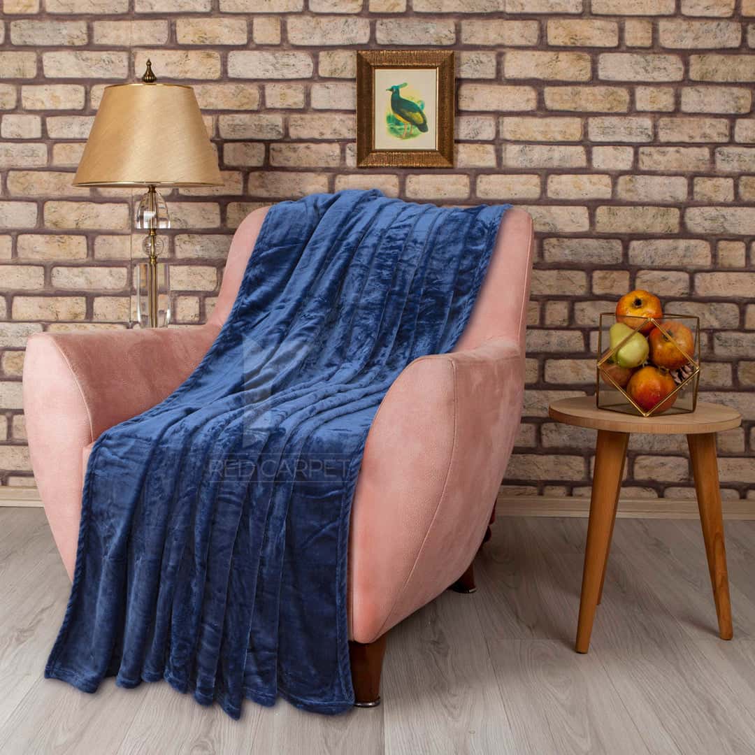Solid fleece blanket (Navy Blue) Main image