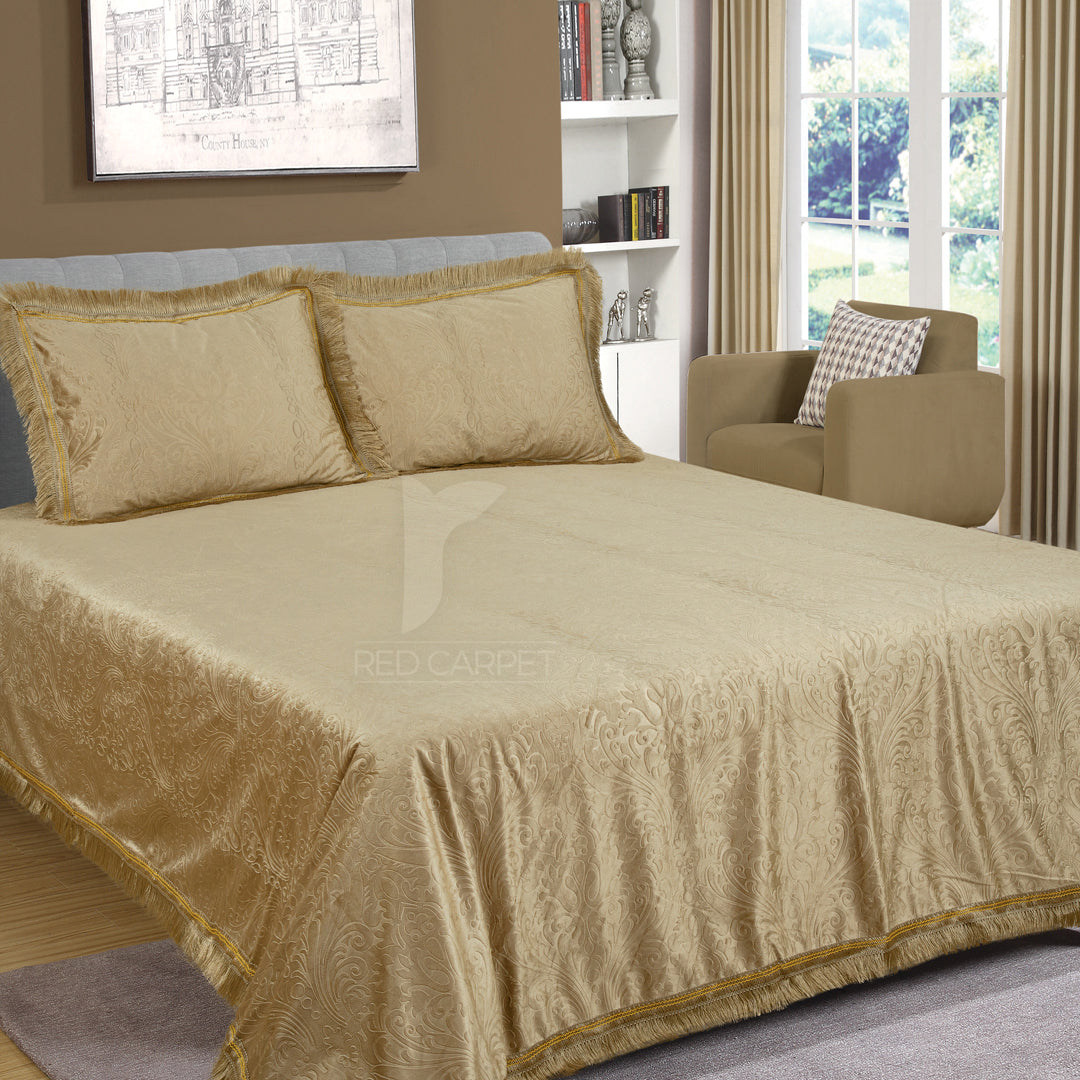 Fancy self viscose bedsheet set (Camel)