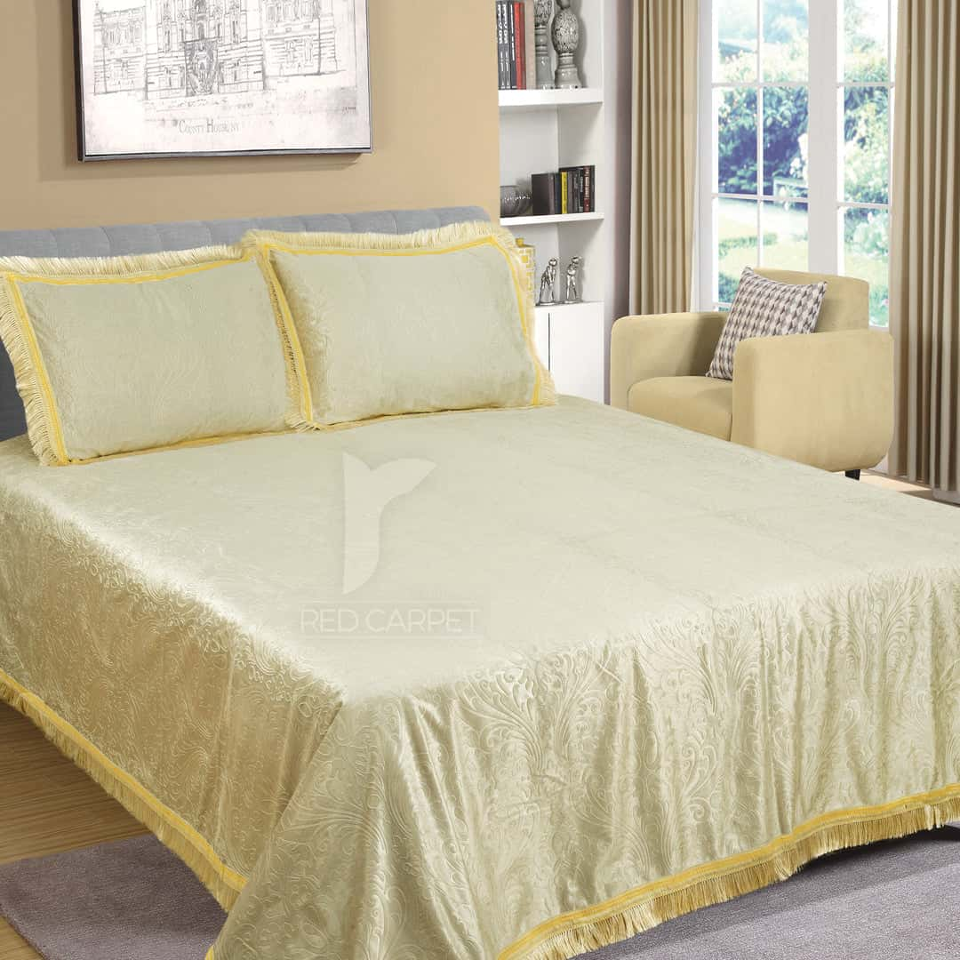 Fancy self viscose bedsheet set (Offwhite)