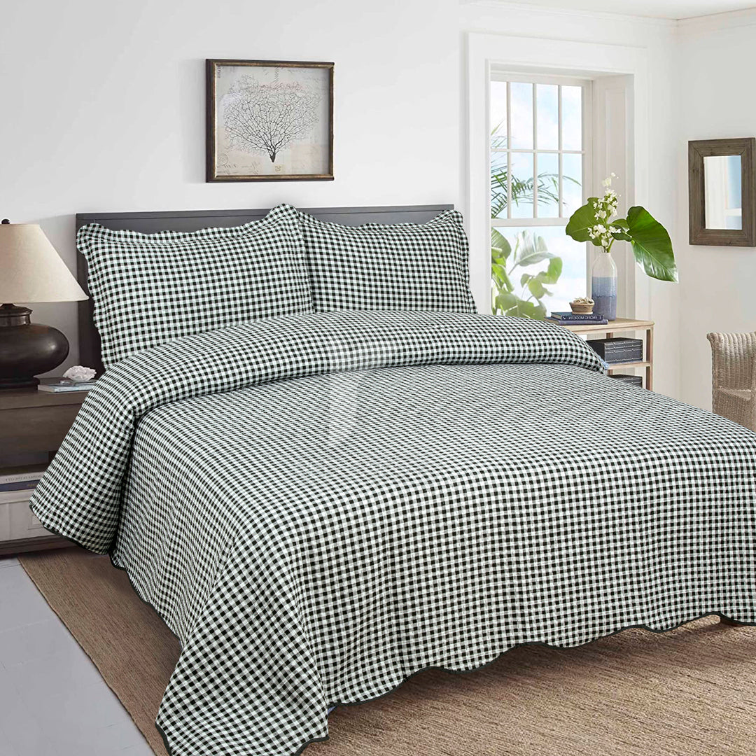 Dotted Stitched bedspread (Black/White)