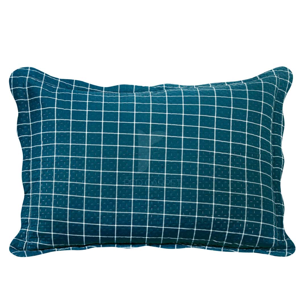 Dotted Stitched bedspread (Peacock Blue) Secondary image